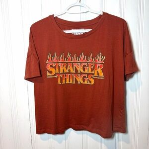 Stranger Things Women's Rust Burnt Orange Cropped Licensed XL Collector’s